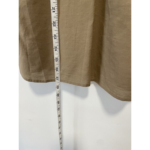 J Jill Large Brown Utility Popover Shirt Khaki Safari Two Pocket Blouse Neutral - Picture 5 of 9